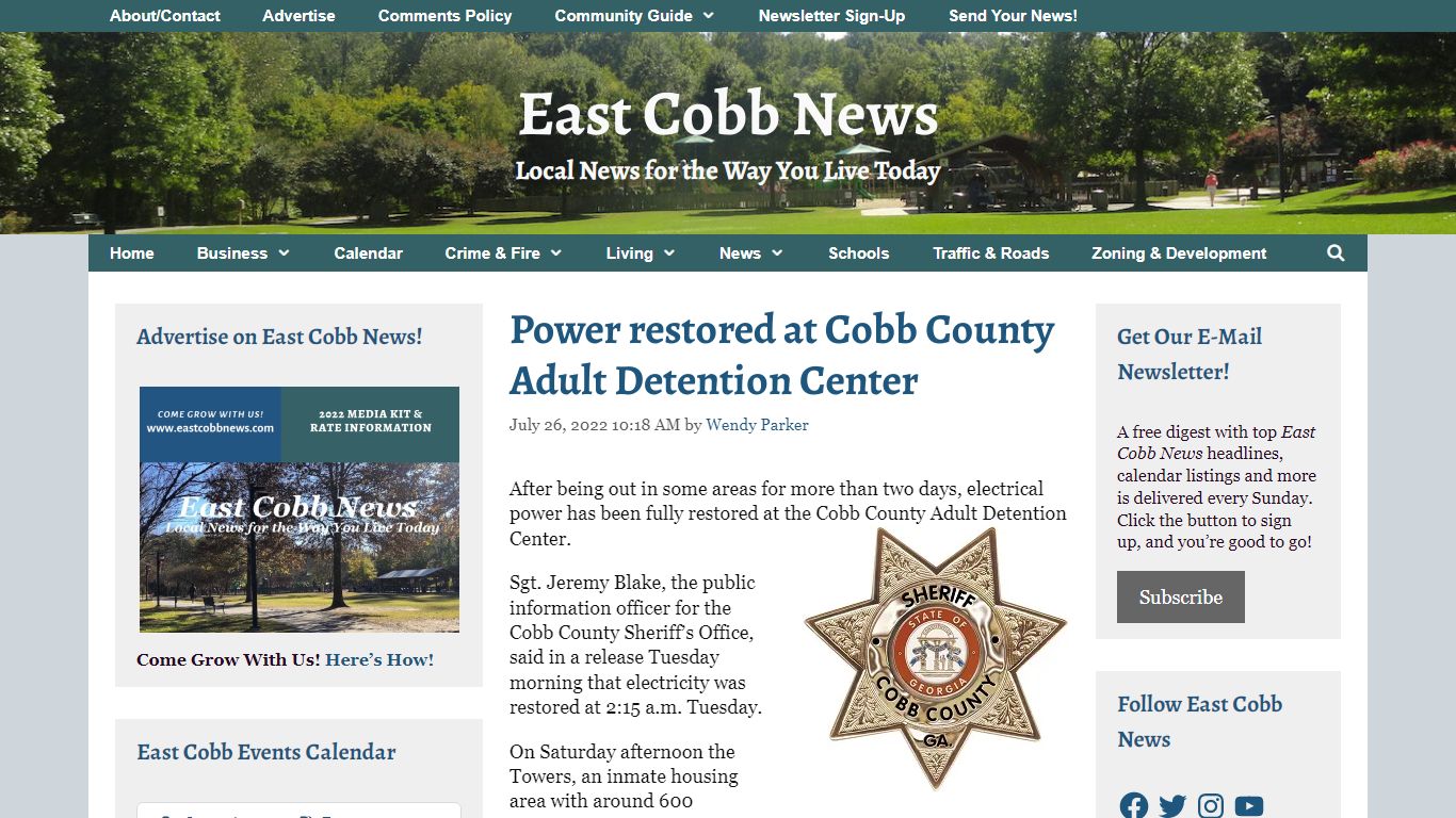 Power restored at Cobb County Adult Detention Center