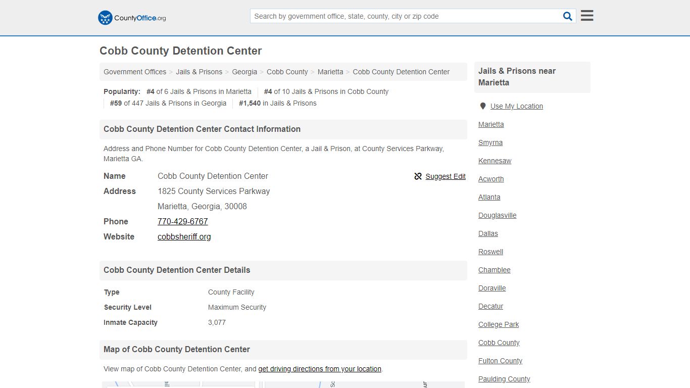 Cobb County Detention Center - Marietta, GA (Address and Phone)